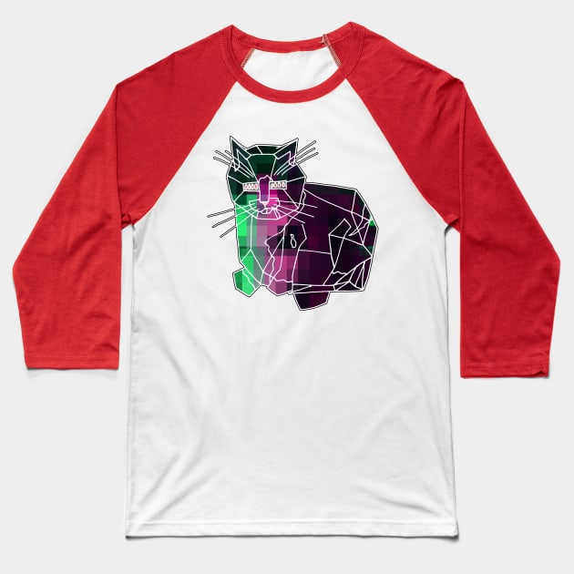 The Amazing Technicolor Robo Cat Baseball T-Shirt by MacSquiddles